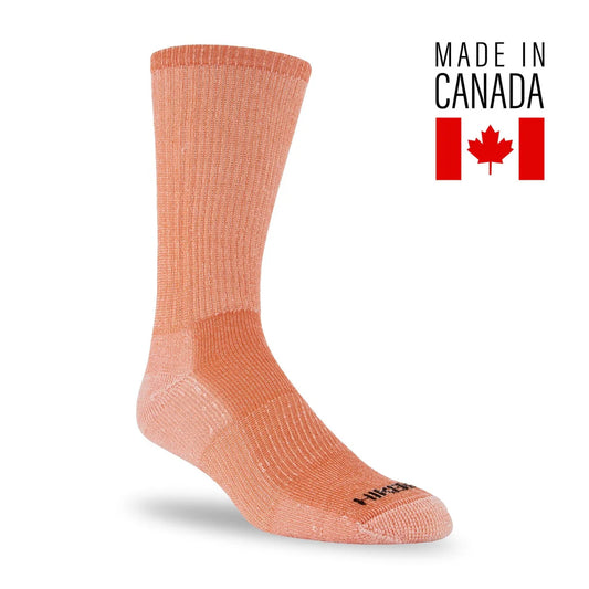 Merino Wool Hiking Crew Socks: Orange Large