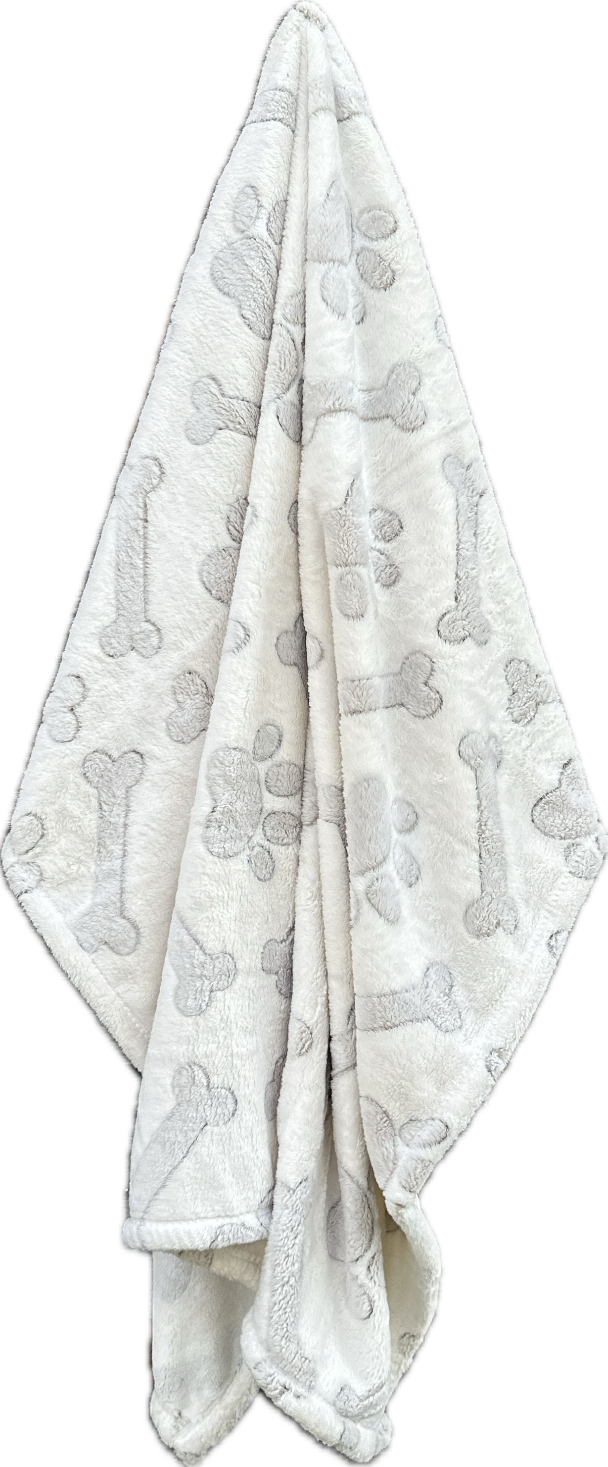 Plush Dog Blanket: Paw Print on Grey